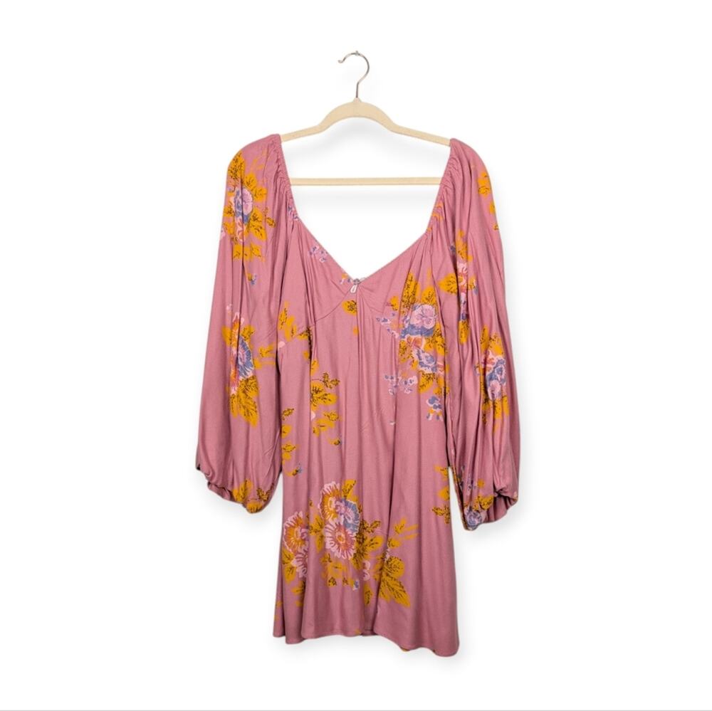 Free People Francesca Mini Dress M Pink Floral Boho Flowy Casual NWT